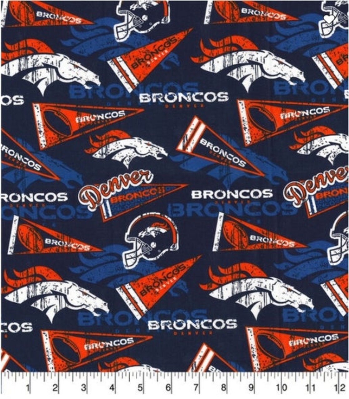 Licensed NFL Denver Broncos Retro Cotton 14444D Fabric by the Yard